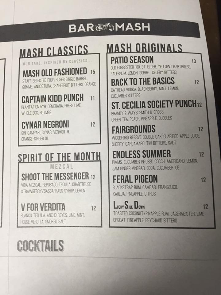 Bar Mash Cocktail Menu 4.12.16